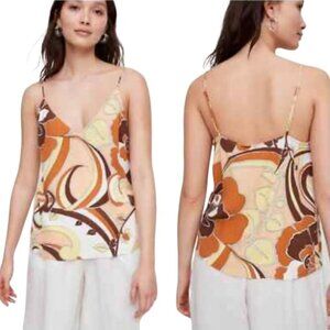 Wilfred Boscono Abstract Floral Camisole in Orange and Brown